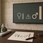 Écran affichant un graphique comparant les doses de cannabis médical chez les femmes et les hommes, avec symboles féminin et masculin et signal d’alerte