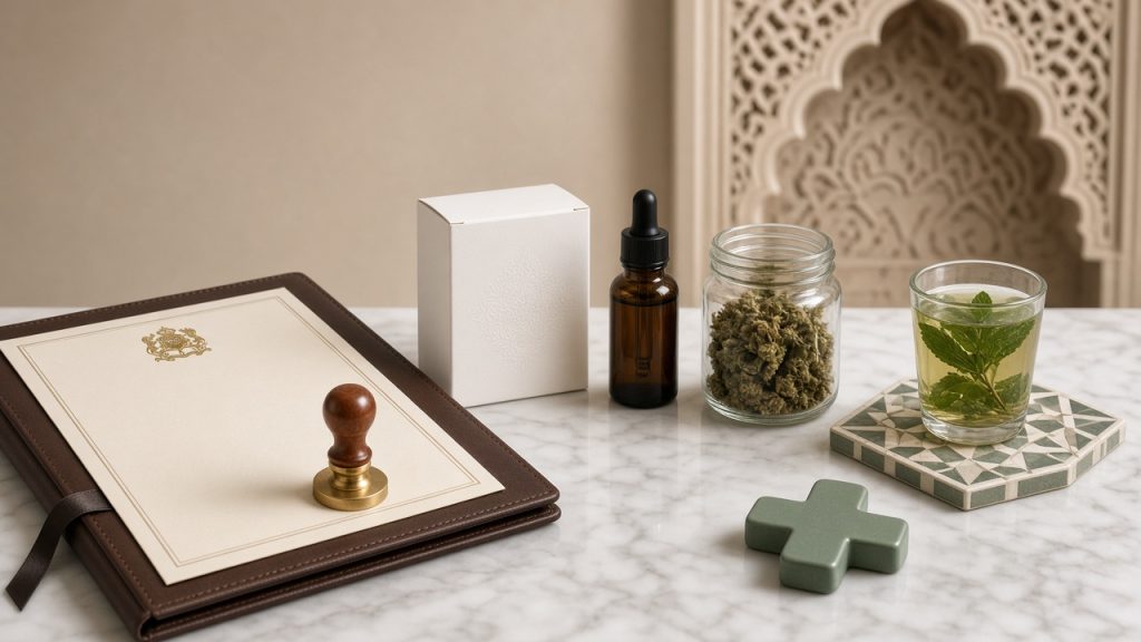 Dossier officiel, flacon ambré et zellige : cannabis légal au Maroc