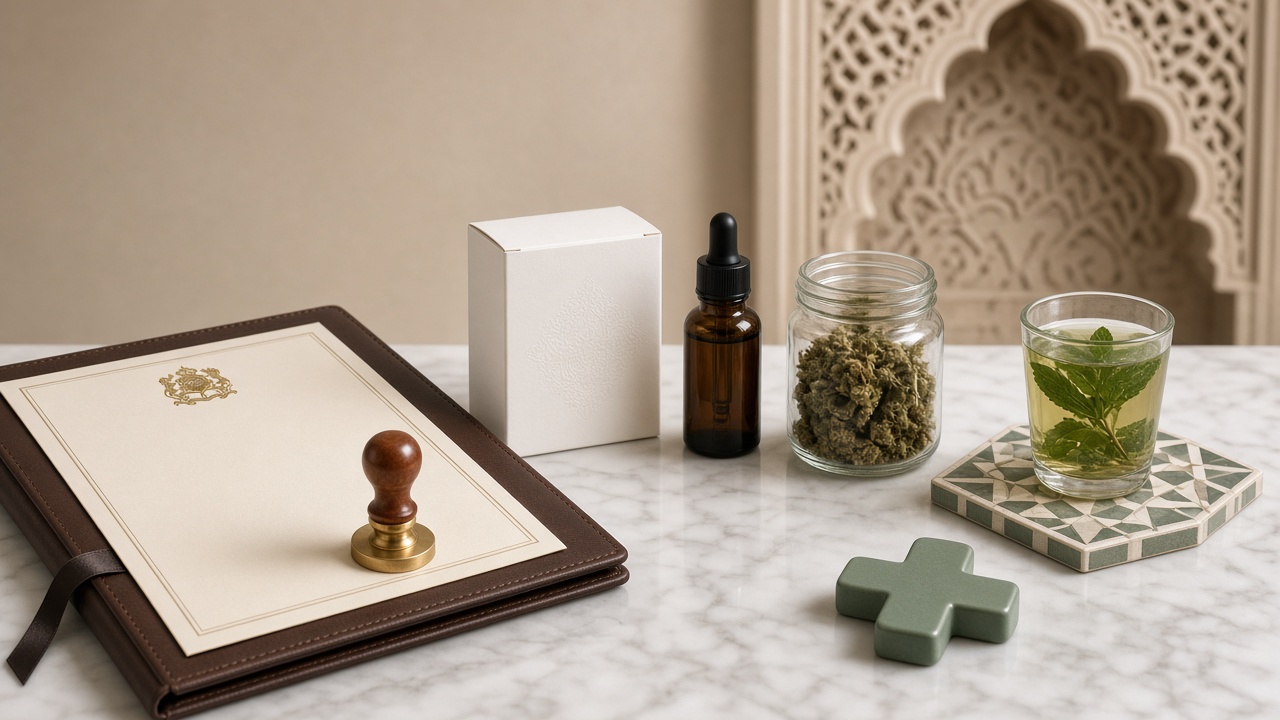 Dossier officiel, flacon ambré et zellige : cannabis légal au Maroc